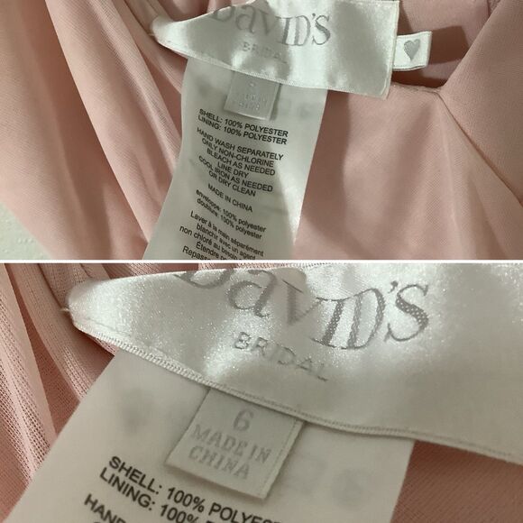 David's Bridal Pastel Pink Draped Summer Grecian Goddess Maxi Slip Dress Size 6 - Picture 7 of 9